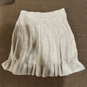 Women’s Cable Knit Ruffle Hem Skirt - Cream